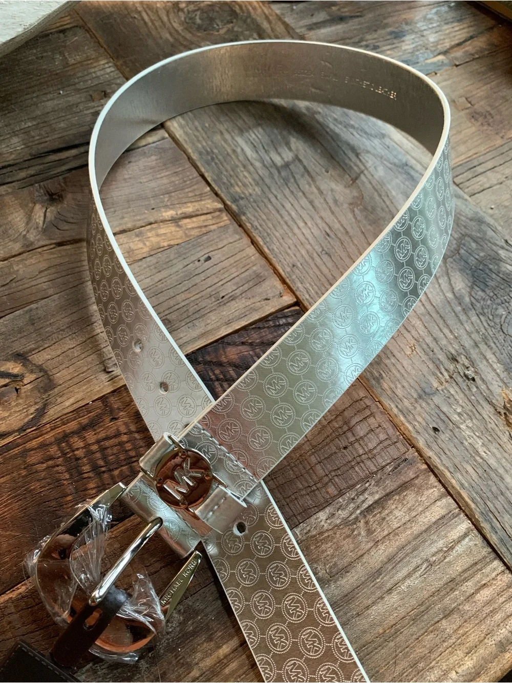 Michael Kors Silver Monogram Logo Belt